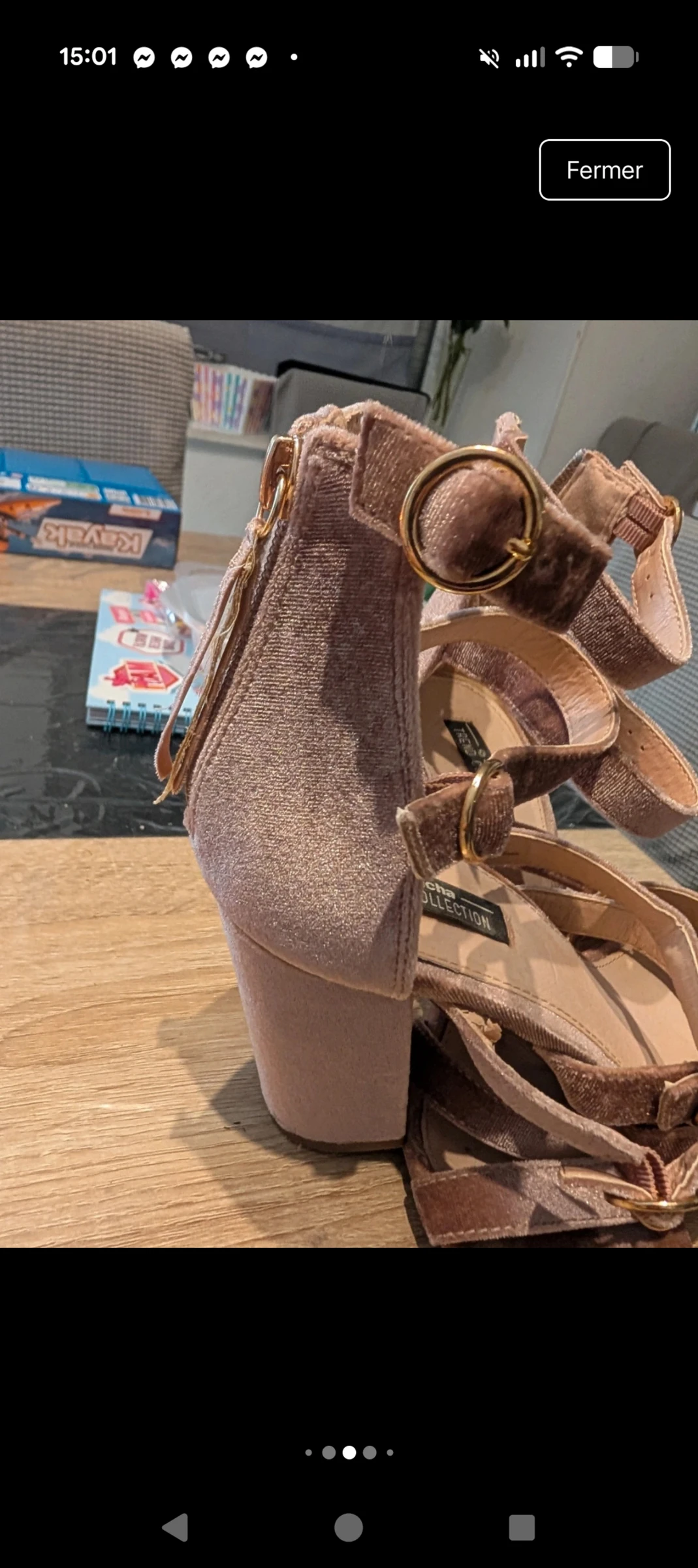 Magnifique Sandales à talons en velours rose poudré Sacha Trend Collection taille 37 – photo 4